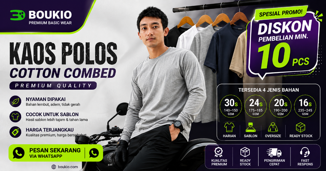 BOUKIO Kaos Polos Cotton Combed